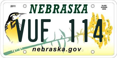 NE license plate VUF114