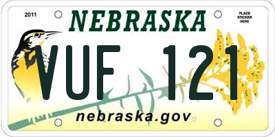 NE license plate VUF121