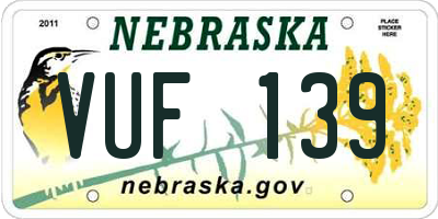 NE license plate VUF139