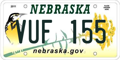 NE license plate VUF155