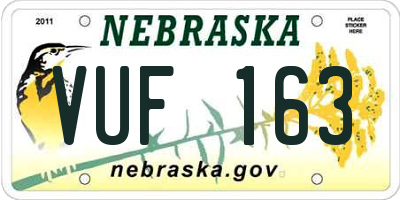NE license plate VUF163