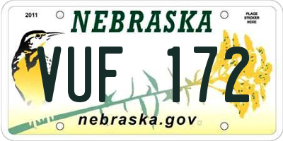 NE license plate VUF172