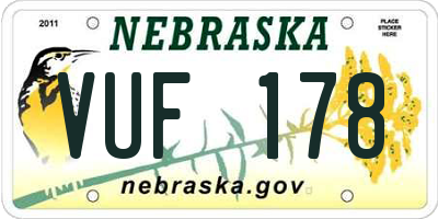 NE license plate VUF178