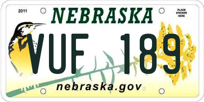 NE license plate VUF189