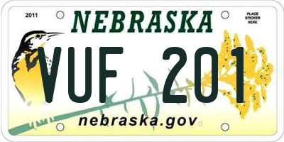 NE license plate VUF201
