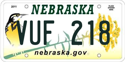 NE license plate VUF218