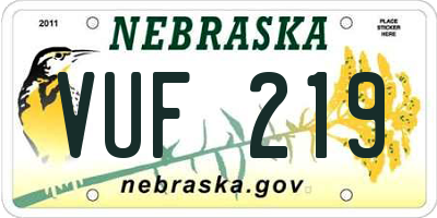 NE license plate VUF219