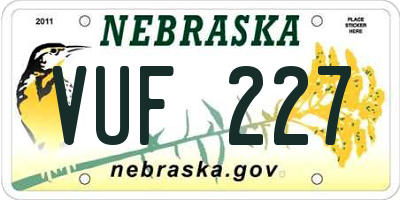NE license plate VUF227