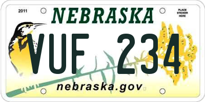 NE license plate VUF234