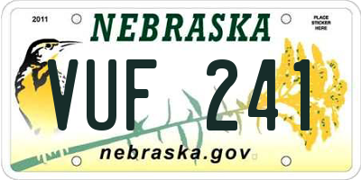 NE license plate VUF241