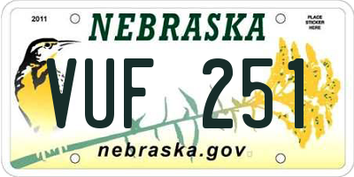 NE license plate VUF251