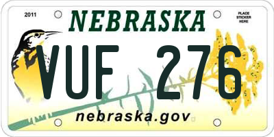 NE license plate VUF276