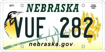 NE license plate VUF282