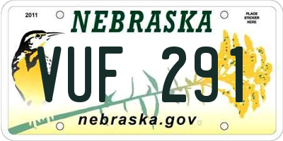 NE license plate VUF291