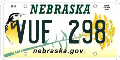 NE license plate VUF298