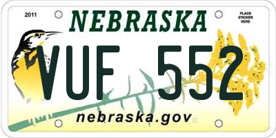 NE license plate VUF552
