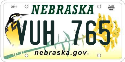 NE license plate VUH765
