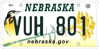 NE license plate VUH801