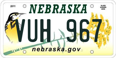 NE license plate VUH967
