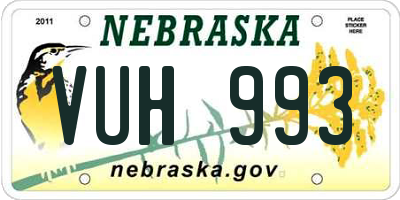 NE license plate VUH993