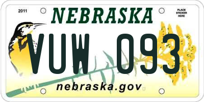 NE license plate VUW093