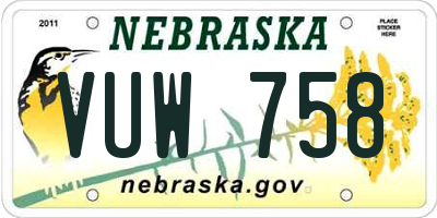 NE license plate VUW758