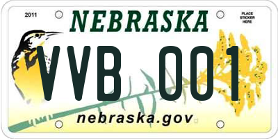 NE license plate VVB001