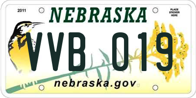 NE license plate VVB019