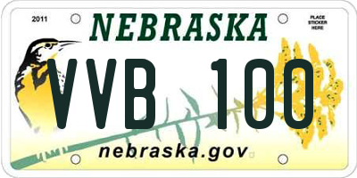 NE license plate VVB100