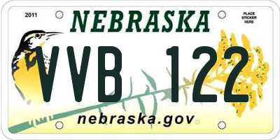 NE license plate VVB122