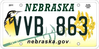 NE license plate VVB863