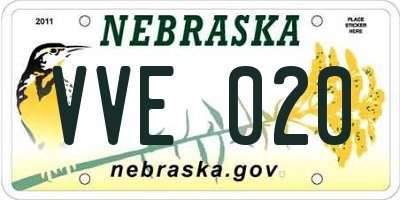 NE license plate VVE020