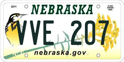 NE license plate VVE207