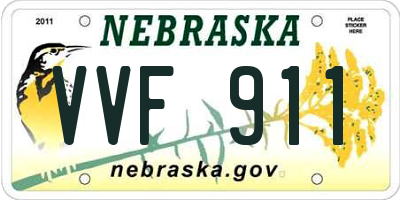 NE license plate VVF911