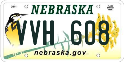 NE license plate VVH608