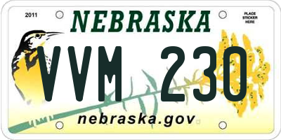 NE license plate VVM230