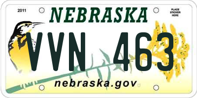 NE license plate VVN463