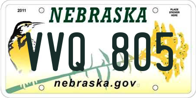 NE license plate VVQ805