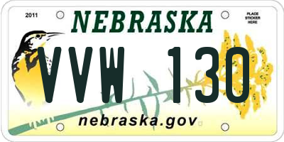 NE license plate VVW130