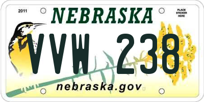 NE license plate VVW238