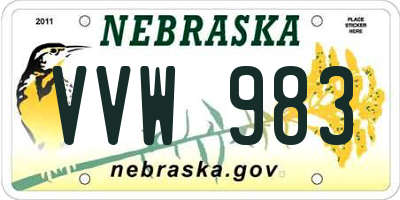 NE license plate VVW983