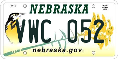 NE license plate VWC052