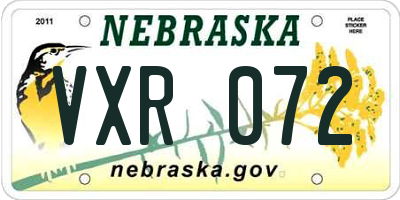 NE license plate VXR072