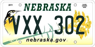 NE license plate VXX302