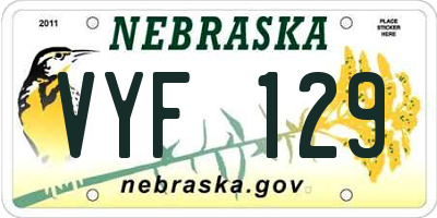 NE license plate VYF129