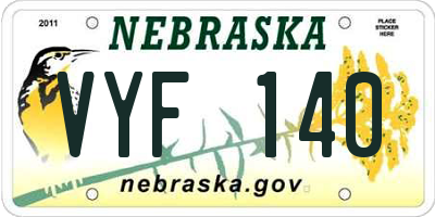 NE license plate VYF140