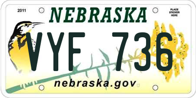 NE license plate VYF736
