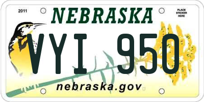 NE license plate VYI950