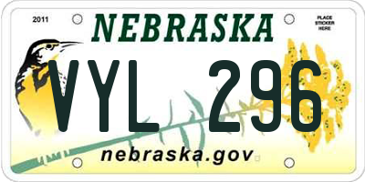 NE license plate VYL296