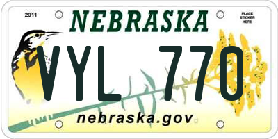 NE license plate VYL770
